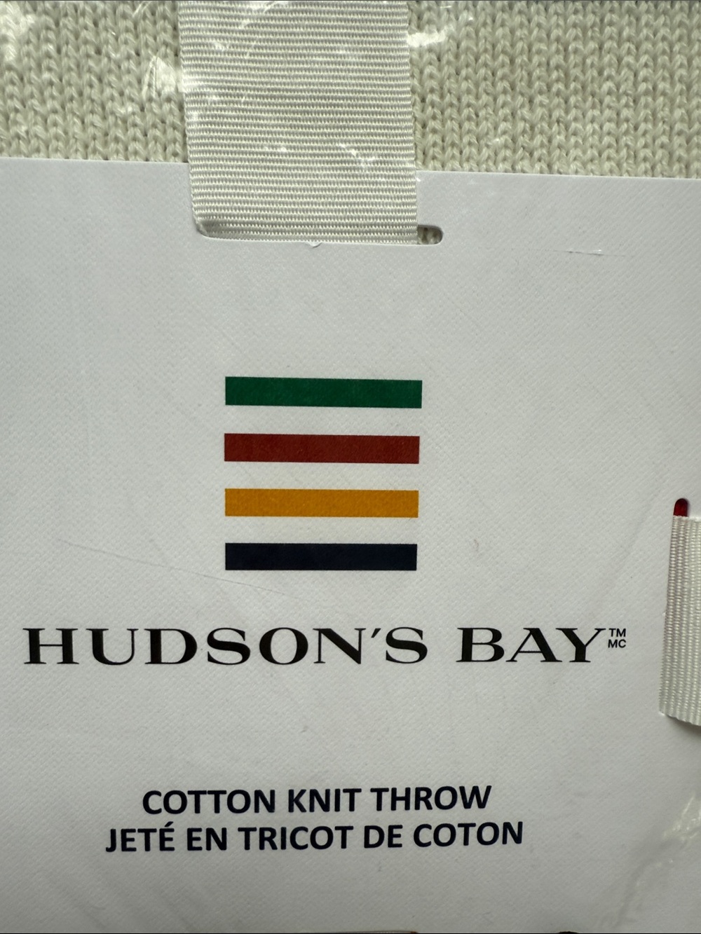 Hudson’s Bay Cotton Knit Throw Blanket Multi Stripe 50” x 60” NWT - Picture 2 of 5
